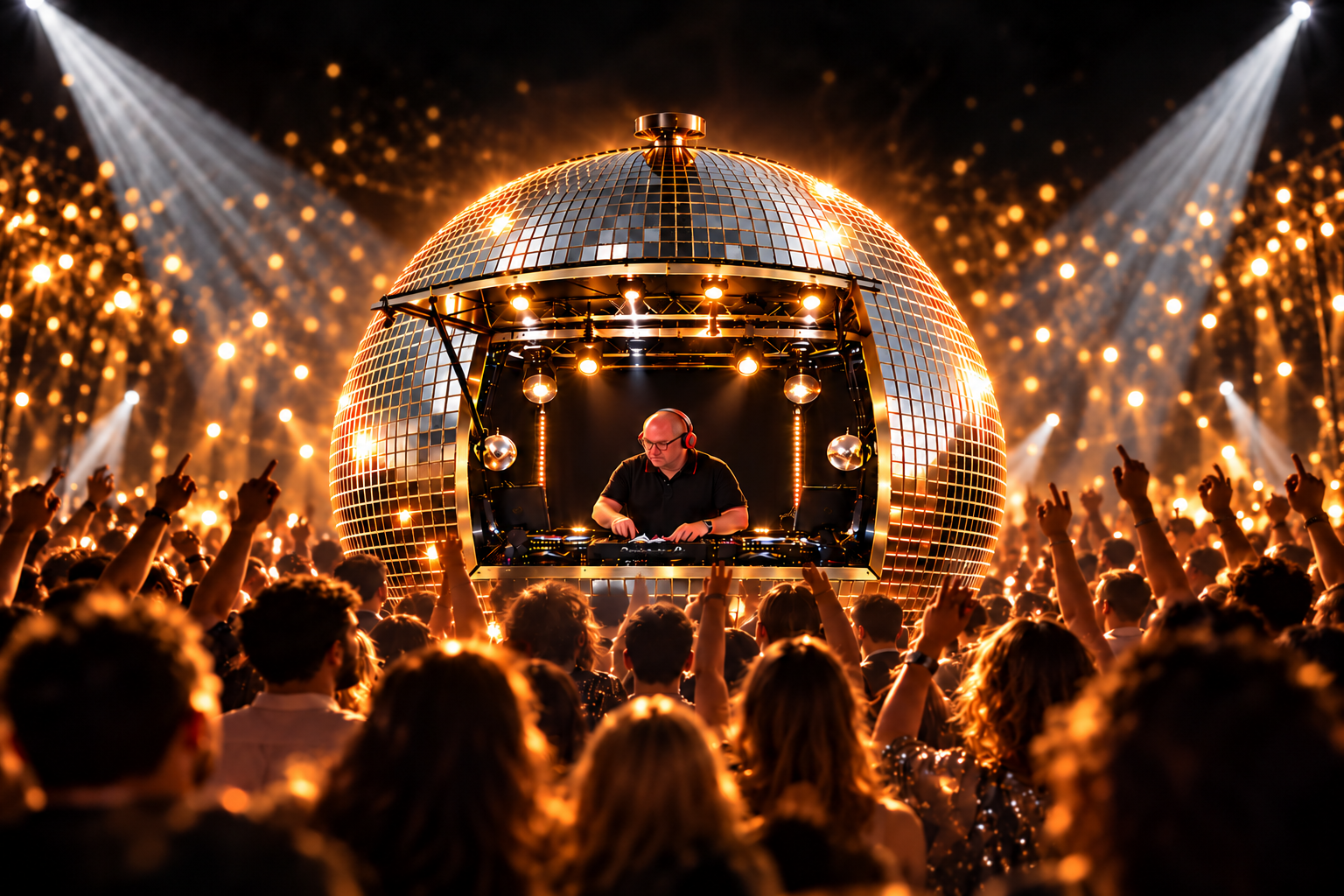 Disco Folie : DJ à l’intérieur d’une boule à facettes géante de 2,30 mètres pour l’animation d’événements en Normandie